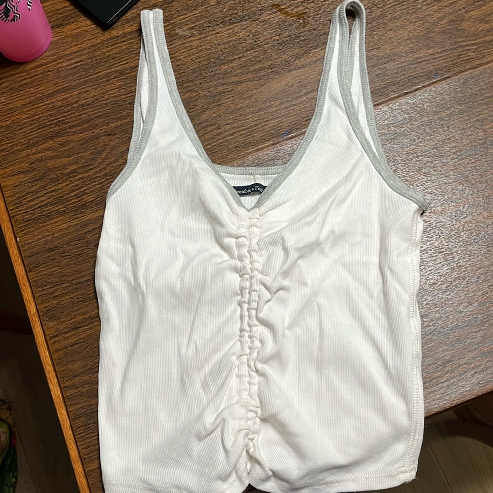 Abercrombie and Fitch white tank top with gray trim  size large. Never worn